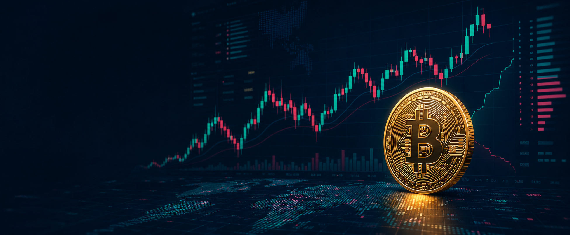 Bitcoin with cryptocurrency market candlestick chart
