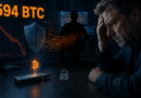 Illustration of a COLDCARD wallet security breach, showing the initially reported 594 BTC sweep